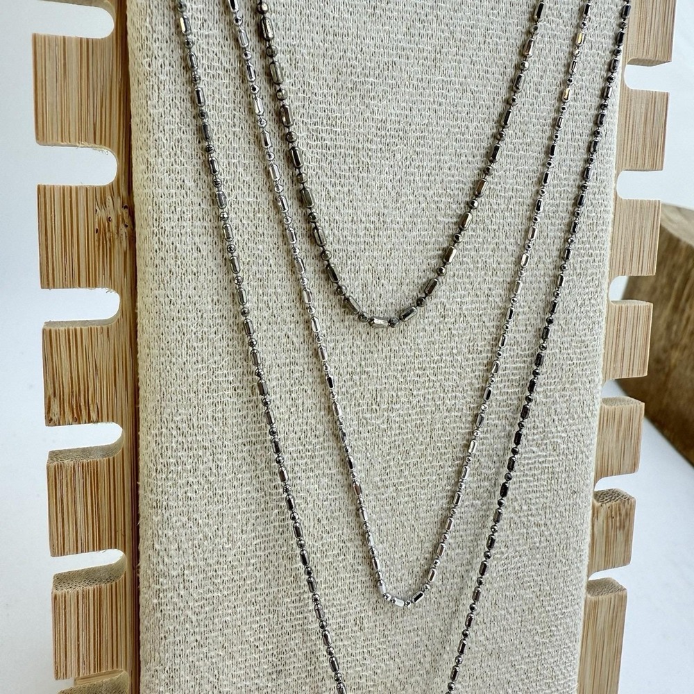 Three 18K Gold Plated Beaded Bar Chain Necklaces, 18KGP Necklace Lot - Picture 4 of 8